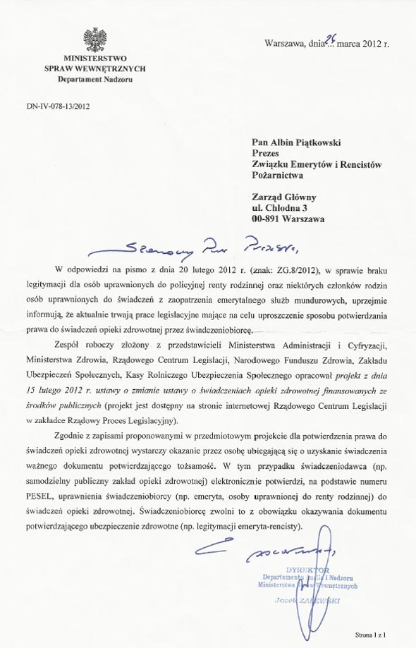 Legitymacje dla osób uprawnionych