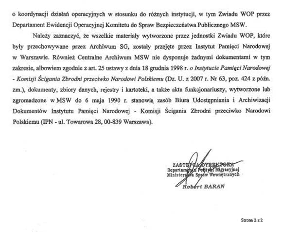 Odpowiedź MSW dotycząca WOP