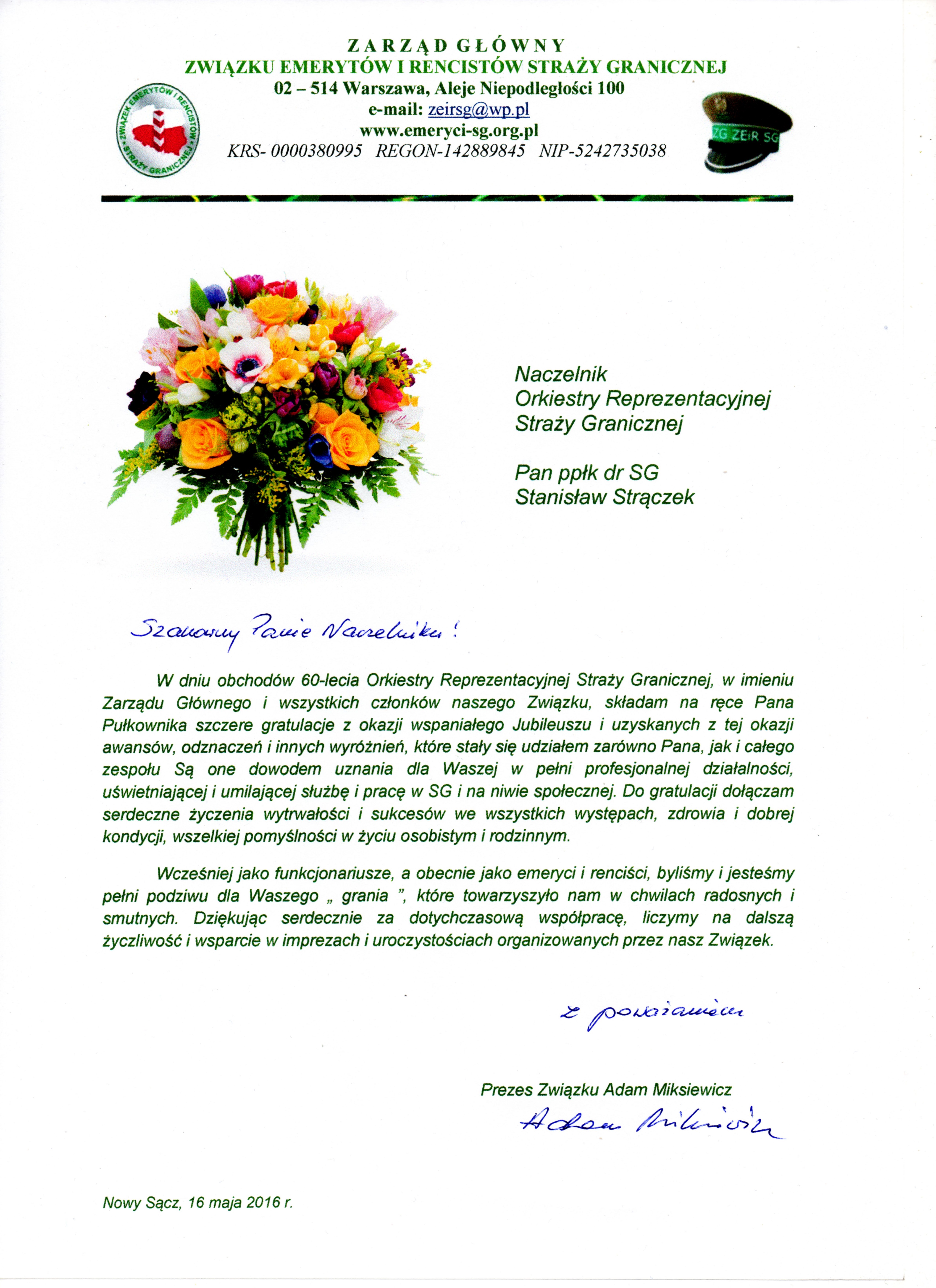 list grat. dla Nacz.Orkiestry Repr. SG